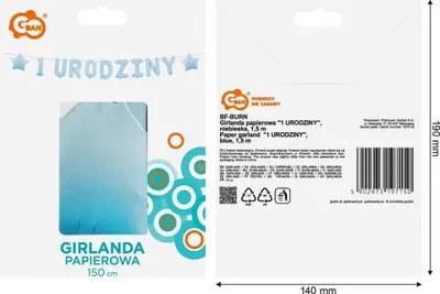 Produktbild von Papiergirlande „1. Geburtstag“, blau, 1,8 m – Godan