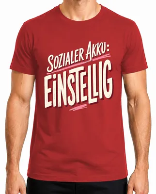 Immagine prodotto di T-shirt da uomo, colore rosso, taglia S, con scritta "Sociale, introverso, divertente, sarcastico"