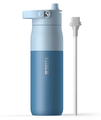 Produktbild von BRITA LARQ Essential Edelstahl Trinkflasche mit Strohhalm (680ml) blau