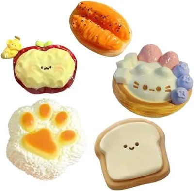 Produktbild von 5 Stück Stress Relief Toy, Mochi Squishy Toys Set, Fufu Squishy für Stressabbau, Squeeze Squishies Anti-Stress-Spielzeug, Kawaii Soft Silikon Spielzeug für Kinder, Mitgebsel Party Geschenke