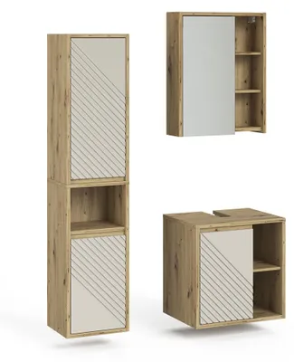 Immagine prodotto di Set di mobili da bagno Vicco Viola Rovere artigianale 3 parti, Model 61297