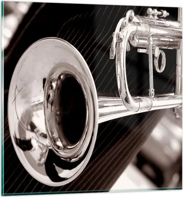 Produktbild von Bilder auf glas - Musik Trompete Instrument Orchester - 50x50cm - Glasbilder - Wandbilder - Kunstdruck - Wanddekoration aus Glas - Glas Bilder - Wandbild auf Glas - GAC50x50-1553