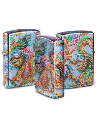 Obrázok produktu pre Zapa?ova? Zippo Dragon Design 60006581 benzínový vetruodolný 540° Fusion Tumbled Chrome