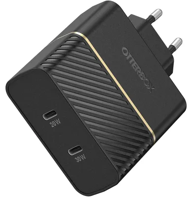 Image de Chargeur mural Otterbox OTT0499A 50 W avec 1 port USB-C 30 W et 1 port USB-C 20 W, noir