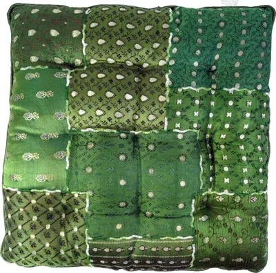 Produktbild von Orientalisches Brokat Steppkissen, Stuhlkissen 40*40 cm - Grün, Viskose, Zierkissen, Dekokissen, Sofakissen