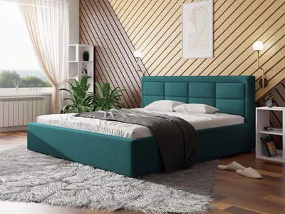 Obrázek produktu pro Manželská postel s roštem 200x200 PALIGEN 2 - modrá