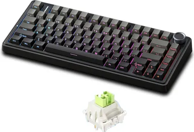 Produktbild von AULA mechanische Tastatur, Drei-Modus-Gaming-Tastatur, geräuschlose Tastatur, 80 Tasten, 75 % Layout, Meeresriffgrau, Reaper-Schalter