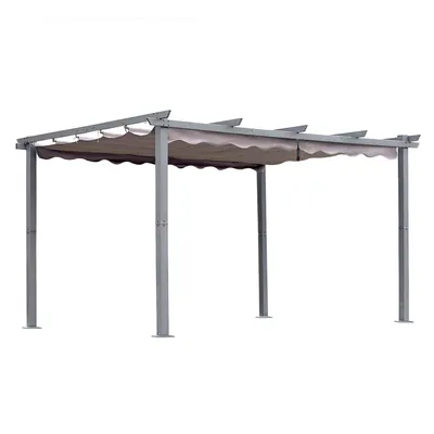 Produktbild von Angel Living Pergola aus Aluminium in anthrazit, Dachrohre aus Stahl, Verstellbares Dach aus Polyester (3x4m, Grau)