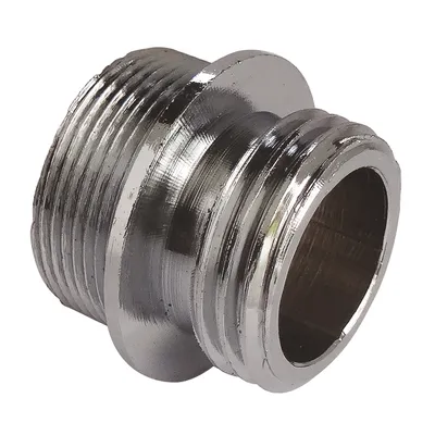 Produktbild von Verchromter Auslaufanschluss – Adapter: Außengewinde 15/21 (1/2") auf Außengewinde 24x100 – Kompatibel mit Bricard-Armaturen – Ermöglicht den Anschluss eines Wasserhahnauslaufs, eines Strahlreglers oder eines Sanitärschlauchs an ein 24x100-Gewinde
