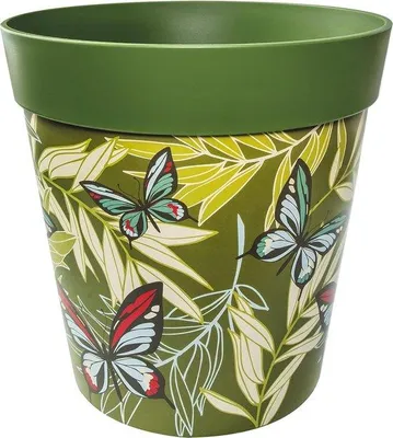 Image de Pots de fleurs en plastique, 25 cm, différentes couleurs et motifs, pour l'intérieur et l'extérieur, vert