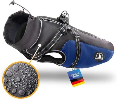Produktbild von Wasserfeste Hundemantel, blau, kleiner Rasse, reflektierend, mit Halsband