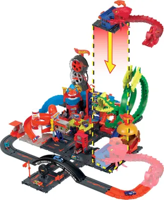 Produktbild von Hot Wheels City Nemesis Lab Scorpion Set inkl. 1 Spielzeugauto, Zubehör