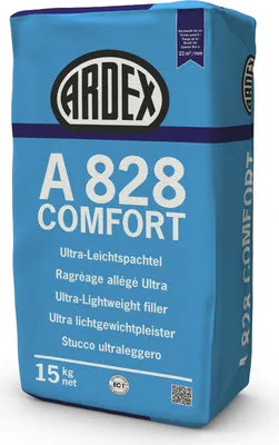 A bag of ARDEX A 828 Comfort spackling compound.