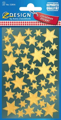 Produktbild von AVERY Zweckform ZDesign Weihnachts Sticker "Sterne" gold 2 Blatt à 43 Sticker