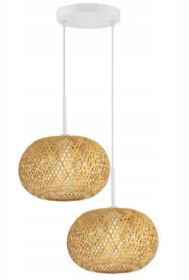 Zdjęcie produktu dla Luxolar lampa wisząca BOHO 2 płomienie E27 LED 60 W Naturalny bambus E27 LED - Regulowana wysokość do 100 cm - Lampa wisząca do salonu, kuchni