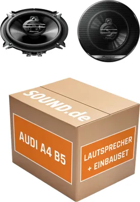 Produktbild von Lautsprecher Einbauset mit Pioneer TS-G1330F - 13cm 3-Wege 130mm Triaxe 250W - passend für Audi A4 B5