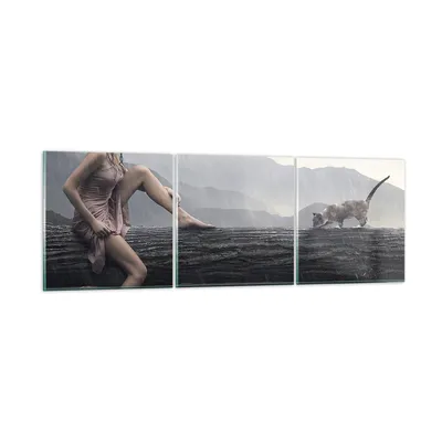 Produktbild von Bilder auf glas - Tiere Katze Mode Modell - 150x50cm - Glasbilder - Wandbilder - Kunstdruck - zum Aufhängen bereit - Wanddekoration aus Glas - Glas Bilder - Wandbild auf Glas - GCA150x50-2134
