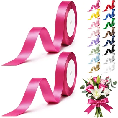 Satinband 20 mm x 22 m, 2 Rollen, Hot Pink, Polyester