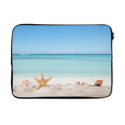 Produktbild von MuchoWow® Laptop Hülle 13 Zoll Strand - Meer - Muscheln - Seesterne Laptoptasche - Laptophülle - Sleeve - Rundumschutz