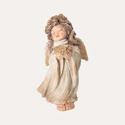 Immagine prodotto di KEYHOMESTORE | Scultura Fanciulla con Portacandele in Resina H. 55cm