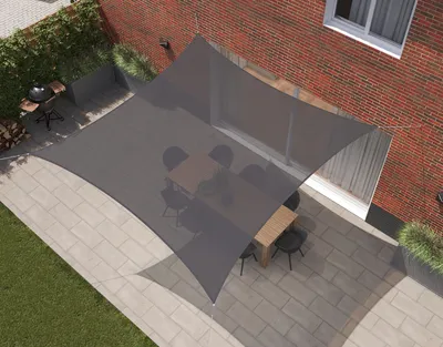 Produktbild von Kopu® Sonnensegel Quadratisch 4x4 m - 280 Gramm Wasserdurchlässig - Grau