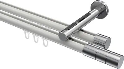 Produktbild von Interdeco Innenlaufstange / Gardinenstange mit Innenlauf Weiß / Chrom, Typ Siteno Elanto (Rillenzylinder), 20 mm Ø 2-läufig, 240 cm