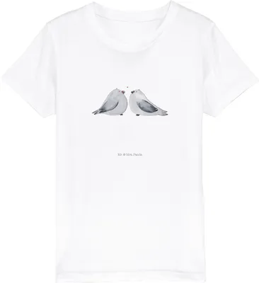 Produktbild von Mr. & Mrs. Panda Kleinkinder T-Shirt Turteltauben Liebe 9-11 Jahre (134/146) - Weiß - Geschenk, Freundin, Mädchen, Verliebt, Kindershirt, Hochzeitstag, Verlobung, Kinder