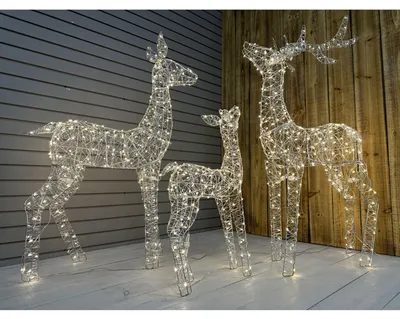 Produktbild von 2x 3er Set 6 LED Rentiere Rentierfamilie 1400 LEDs mit Timer Weihnachtsdeko Outdoor