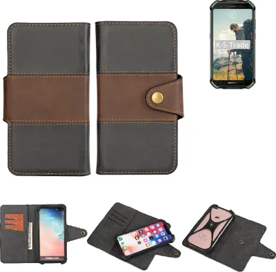 Produktbild von K-S-Trade Handyhülle Schutzhülle Hülle Bookstyle Wallet-Case kompatibel mit Doogee S40 Bumper Rundumschutz schwarz-braun 1x