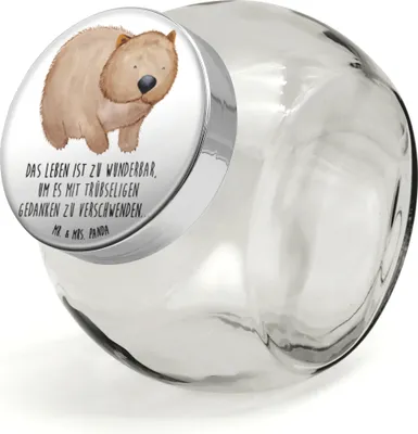 Produktbild von Mr. & Mrs. Panda Frischhaltedose Wombat XL 2000ml - Weiß - Geschenk, Kaffeedose, Das Leben Ist schön, glasbehälter, Tiermotive, Bonbonglas, Teedose, Spruch, Australien
