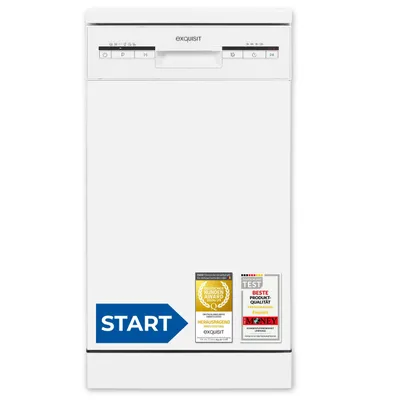 Produktbild von Exquisit START Geschirrspüler 45 cm, Unterbaufähig, 9 Maßgedecke, 9 Liter, Startzeitvorwahl, Power+, ECO-Modus, GSP59109-030E weiss