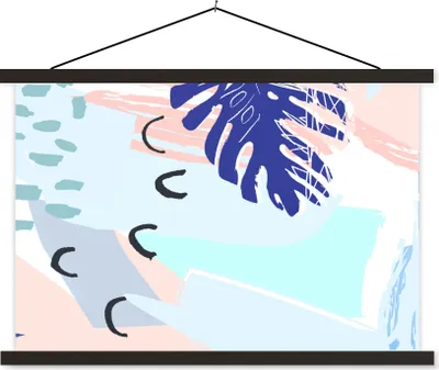 Produktbild von MuchoWow® Textilposter Sommer - Laub - Blau 90x60 cm mit schwarzem Rahmen - Aufhängungssatz