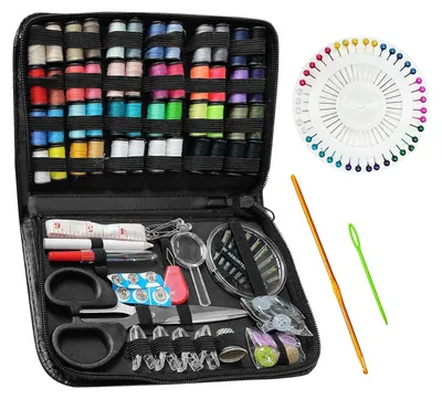 Produktbild von 172 Stück Leder Nähset Reise Nähzubehör, Sewing kit Set für Erwachsene, Anfänger, Zuhause, Reisen, Notsituationen Kleidung Fixes DIY Premium Nähzubehör, enthält Nähgarn, Nadeln, Schere, Knöpfe