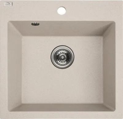 Produktbild von BADLAND BADLAND Spülbecken Granitspüle Einzelbecken ALENA 49x49 Beige | Siphon im SET!