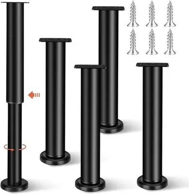 Produktbild von Famanu Möbelbeine höhenverstellbar 25-43 cm - Metall Schwarz - 4 Stück