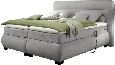 Produktbild von Boxspringbett >EVOLUTION<  Liegefläche 180x200cm, Motorverstellung, schlamm - 210x122x220 (BxHxT)