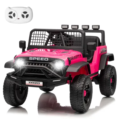 Produktbild von HAUSPROFI Elektroauto für Kinder von 3 bis 6 Jahren, Kinderauto mit Fernbedienung, 12-V-Doppelmotorsystem, Sicherheitsgurt und USB-Anschluss, Rosa