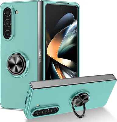 Produktbild von Galaxy Z Fold5 Hülle, Dünn Hart PC Schutzhülle mit Ringhalter Ständer für Samsung Galaxy Z Fold 5 Blau