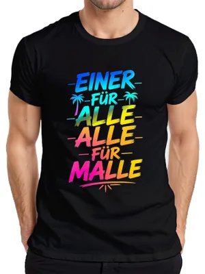 Produktbild von Einer für alle alle für Malle Mallorca Party Urlaub Ballermann Herren T-Shirt, Schwarz, XXL
