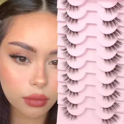 Obrázok produktu pre Polovične umelé riasy, priehľadná páska, 3D, 10 párov, určené na očné viečka