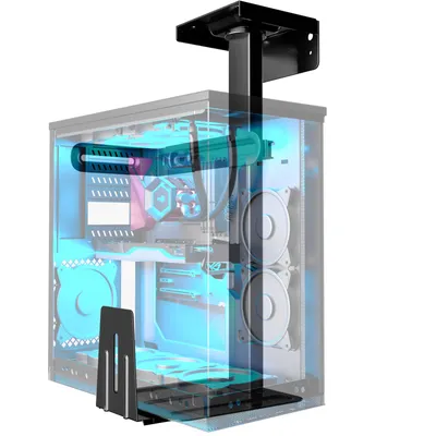 Produktbild von PC-Halterung unter Schreibtisch oder für Wandmontage, Stahl, 30 kg, bis 235 mm Breite, 550 mm Höhe