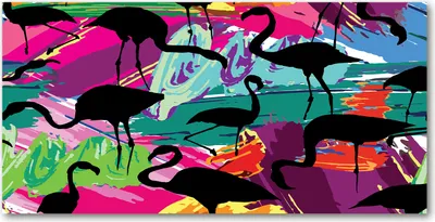 Produktbild von Tulup Glas-Bild -140x70- Wandkunst Dekorative Wand für Küche & Wohnzimmer - Tiere - Flamingos - Mehrfarbig