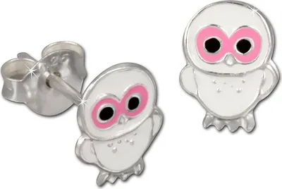 Produktbild von Teenie-Weenie Ohrstecker für Kinder 925 Silber weiß Käuzchen Ohrringe SDO8100W