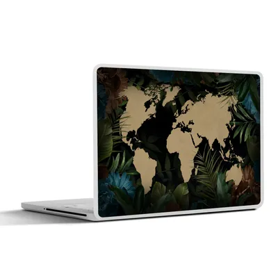 Produktbild von MuchoWow® Laptop Aufkleber Sticker Cover Weltkarte - Tropische Pflanzen - Blätter 30x22 cm - Laptop-Sticker