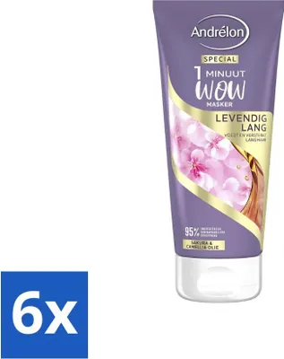 Produktbild von Andrélon - 1 Minute Wow Haarmaske - Vibrant Long - 180 ml - Vorteilspack - 6 Stücke