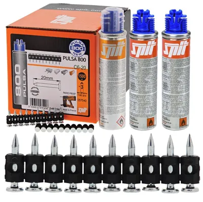 Obrázok produktu pre SPIT C6-20, 20 mm, klince do betónu, 1500 ks + 3x plyn PULSA 800