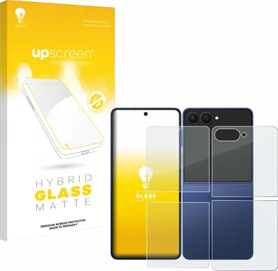 Produktbild von upscreen Entspiegelungs Schutzglas für Samsung Galaxy Z Flip 7 (Display+Rückseite) Schutzfolie Panzer Folie Glas Display Schutz matt