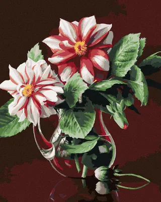 Produktbild von Zuty - Malen nach Zahlen - STILLLEBEN DAHLIEN IN GLASSKANNE (PIETER WAGEMANS), 40x50 cm, mit Keilrahmen (bereits gespannt)