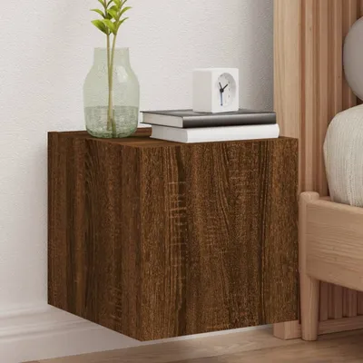 Produktbild von TV-Wandschrank mit LED-Leuchten Braun Eichen-Optik 30,5x35x30cm , Kommoden 2024 Neu