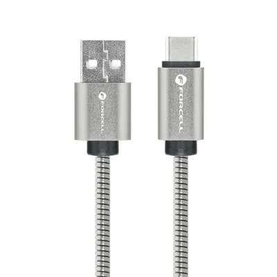 Obrázok produktu pre FORCELL F-ENERGY Metal C234 USB A na typ C QC3.0 2,4A 12W kábel 1 m strieborný